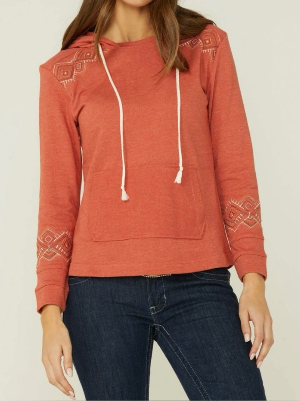 Panhandle Women’s Rust Southwestern Embroidered Pullover Hoodie Rust Copper XL